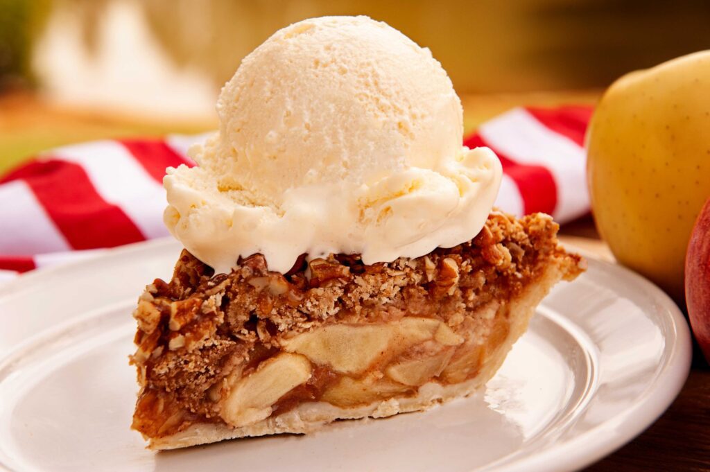 A slice of Caramel Apple Crunch Pie at Apple Hill.
