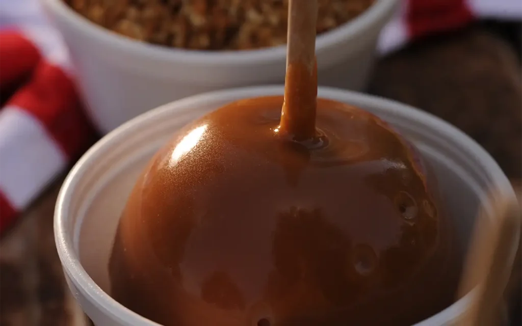 Chocolate Caramel Apple in a cup at Apple Hill.