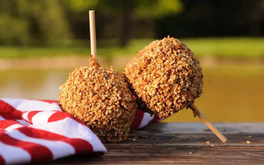 Caramel Apples with nuts at Apple Hill.