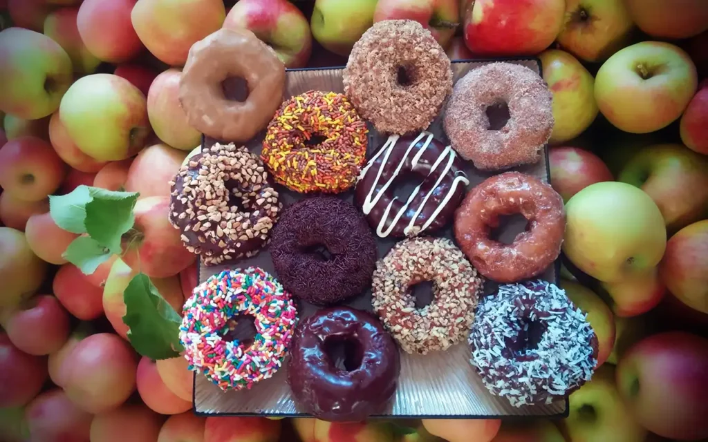 A dozen Apple Hill specialty donuts.