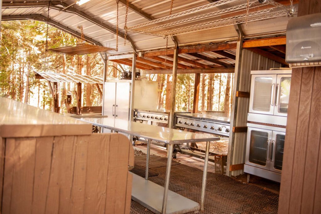 Outdoor kitchen at Apple Hill's wedding venue.